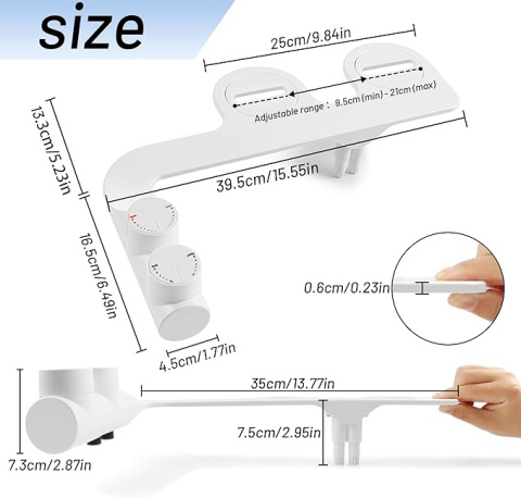 Bidet pod deskę WC, na ciepłą i zimną wodę, z podwójną wysuwaną dyszą samoczyszczącą Bidet pod deskę WC, na ciepłą i zimną wodę, z podwójną wysuwaną dyszą samoczyszczącą