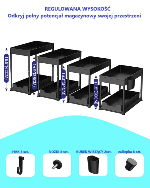 2 x Organizer z Wysuwaną Półką i Regulowaną Wysokością – Idealne Rozwiązanie na Twoje Przechowywanie! 2 x Organizer z Wysuwaną Półką i Regulowaną Wysokością – Idealne Rozwiązanie na Twoje Przechowywanie!